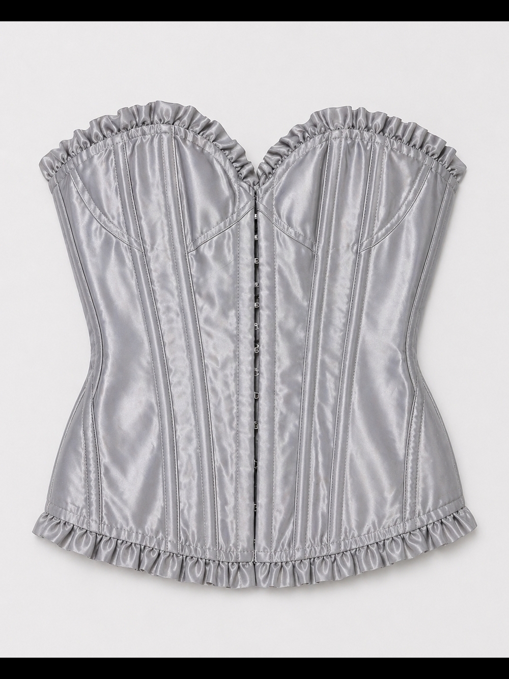 Victoria's Secret Silver Satin Ruffle Corset Bustier